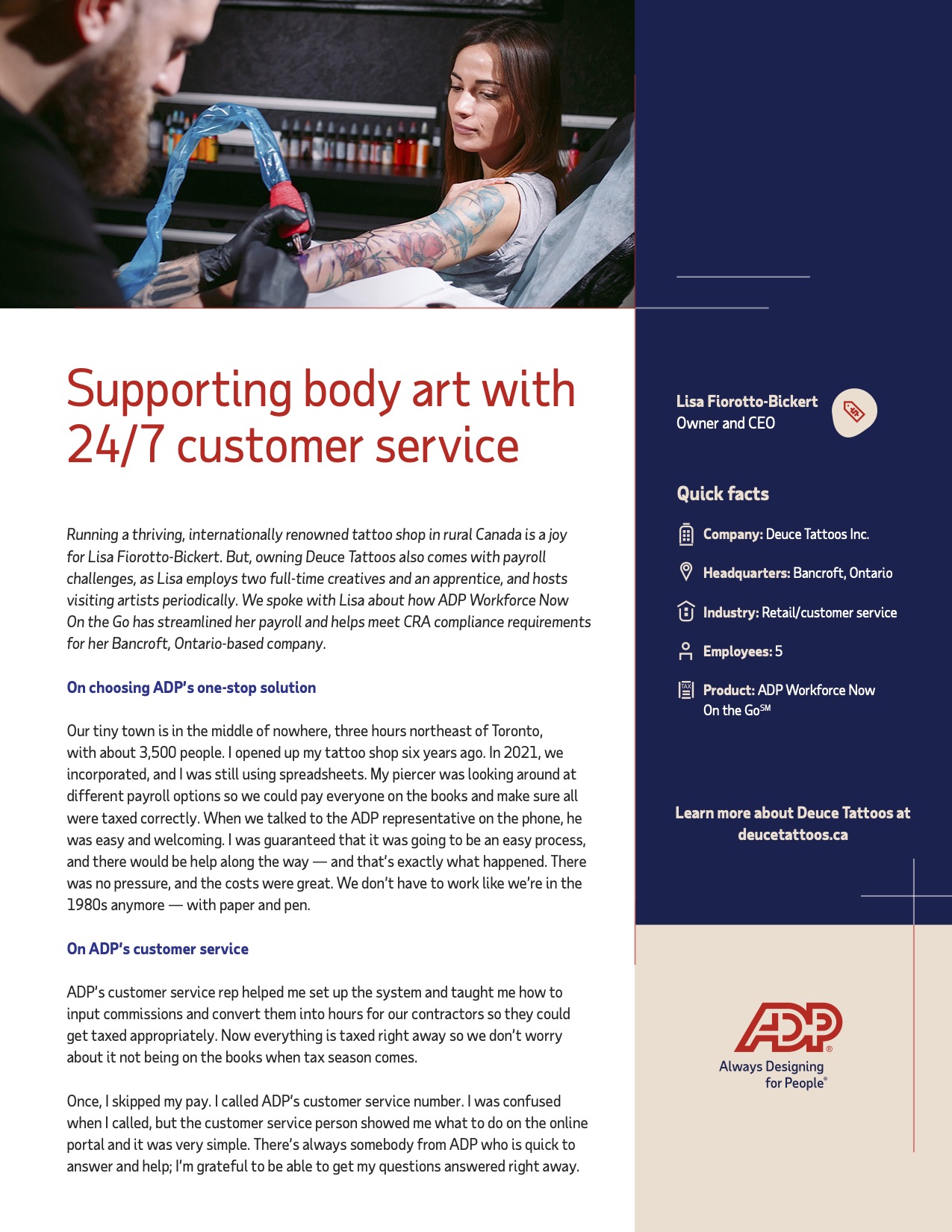 Supporting body art with 24/7 customer service